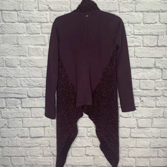 NWOT Prana Demure Eggplant Knit Open Front Draped Cardigan - Picture 8 of 15